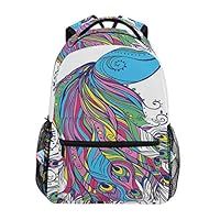 YICHENGG Fashion Personalized Sports School Backpack Colorful Fashion Art With Peacock Pattern Stylish Ornament Paisley Oriental Outdoor Travel Hiking Daypack Big Capacity Laptop Bag