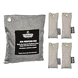 California Home Goods 5 Pack - Bamboo Deodorizer Car Freshener Bags, Odor Neutralizer, Charcoal Colored, Naturally Activated Bamboo Air Purifying Bag, 1x 500g & 4X 50g, Unscented