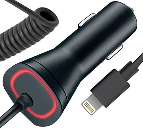 Apple iPhone 8 8 plus 7 7 plus 5 5S 5c 5se 6 6S 6+ 6S+, Ipad air, 2, Pro, Mini 3 New Lightning Rapid Quickcharge Car Charger - 6 Foot Coiled Cord 5v / 2.1 Amp MFI Ceritified Durable Dependable Strong