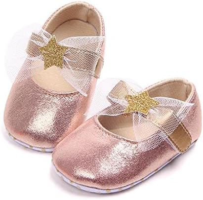 Morrivoe Newborn Baby Girls Bowknot Star Sequins Soft Sole Princess Shoes Toddler Spring Summer Casual Single Shoes First Walker Shoes