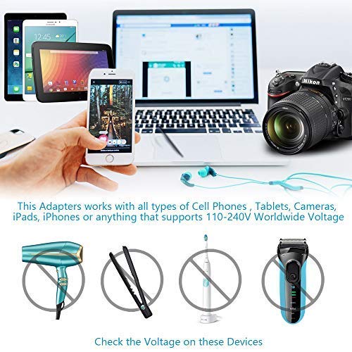 India Maldives Power Plug Adapter Travel QC 3.0 & PD by Ceptics, Safe