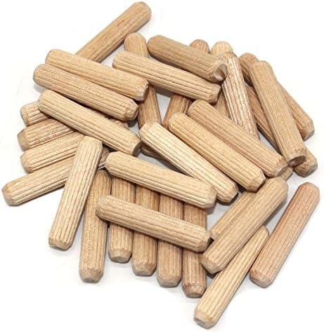 High Quality Made of Birch Hardwood Fluted in Reusable Jar Chamferred Beveled Edges ，Straight Fluted Wood Dowel Pins Nails Furniture DIY Handcraft 3/8" 27 Pcs