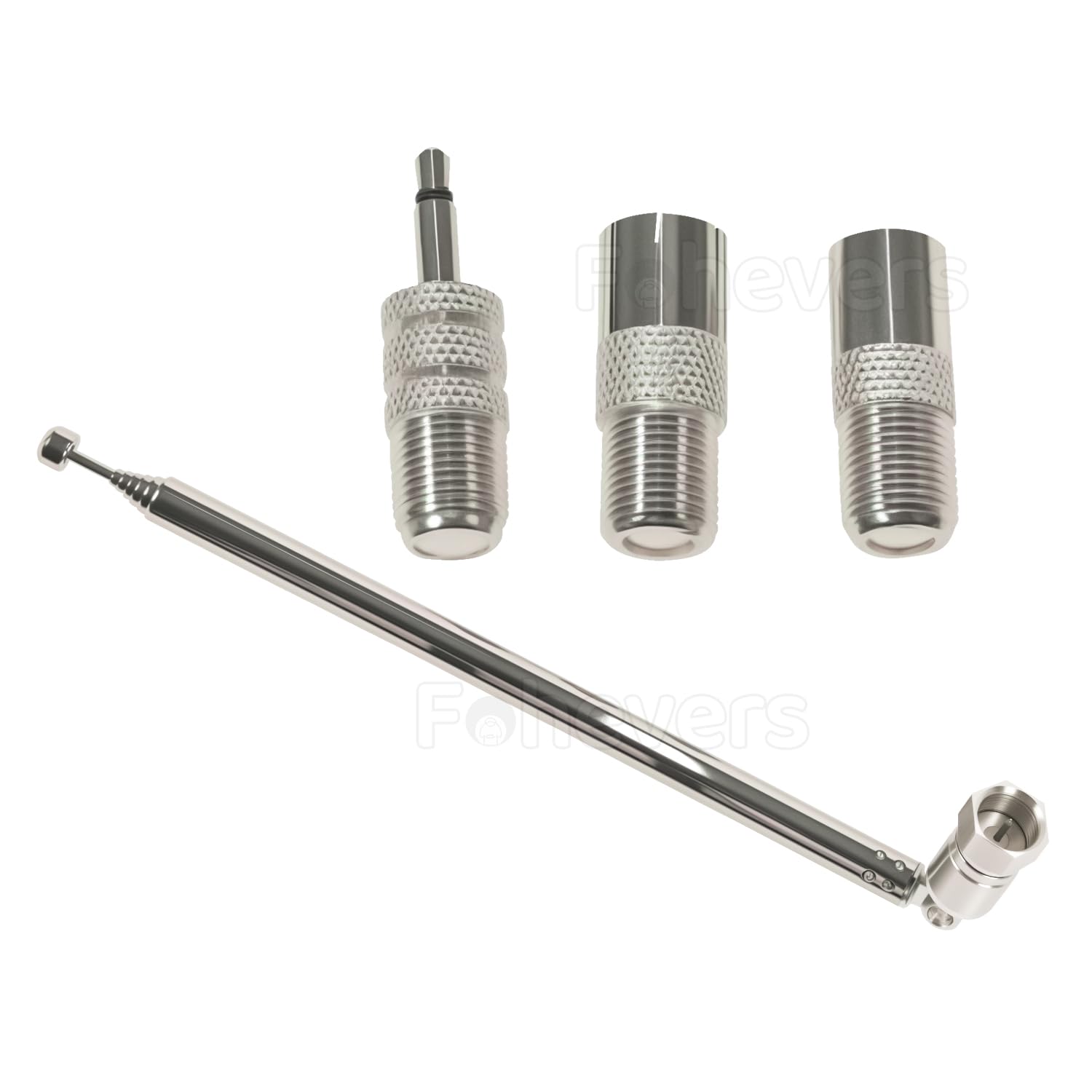 Fohevers (3 Kits Adapters) 7 Sections Telescopic 3.5MM Antenna F Male to TV Male to TV Female Connector for AM/FM Ariels Radio HD DAB Stereo Reception Home Theater Receiver