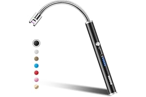 RONXS Candle Lighter, Electric Lighter, Rechargeable Type C Lighters Arc Lighter with LED Battery Display, Flameless Long Lighters for Candles Grill BBQ Camping (Black)