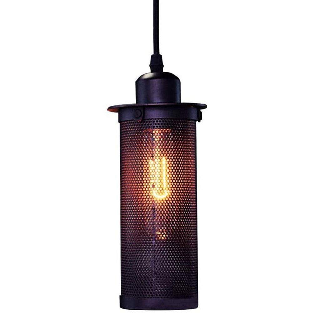 QASIN Industrial Retro Pendant Light E27 Black Iron Mesh Chandelier Lampshade, Rustic Vintage Ceilin