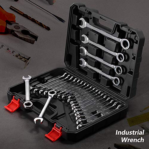 RIMKOLO 24Piece Ratchet Wrenches Chrome Vanadium Steel Ratcheting