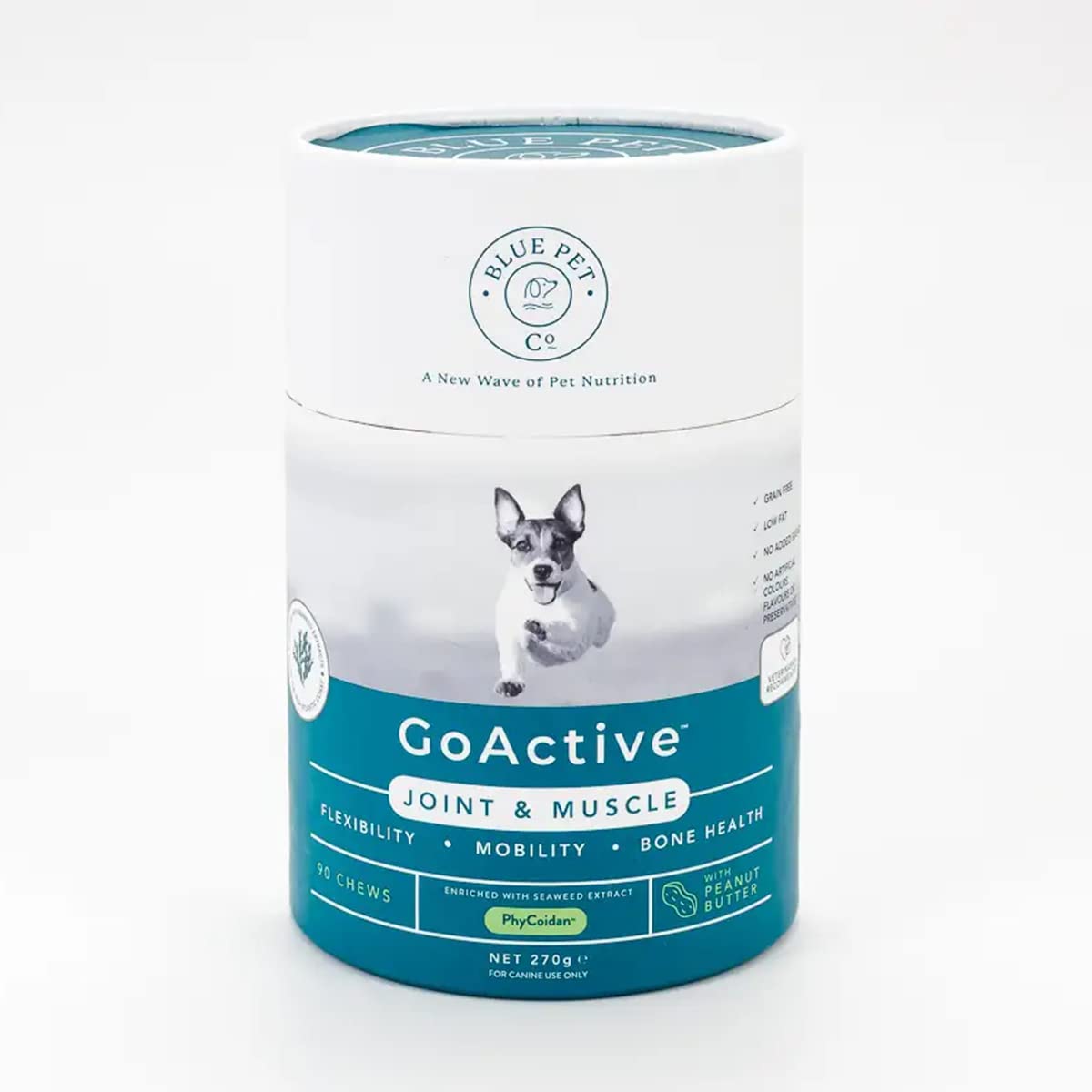Blue Pet Co - GoActive Joint & Muscle Supplement for Dogs - Promotes Flexibility, Mobility & Bone Health - Enriched with Seaweed Extract PhyCoidan - With Peanut Butter - 90 Chews