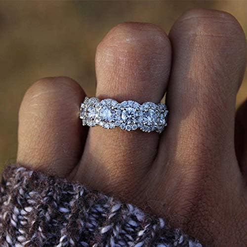 SUKKCCNO 925 Sterling Silver 4 Cut Cubic Zirconia Stones Fashion Ring Engagement Wedding Bands Wedding Rings for Women Promise Anniversary Eternity Bands Rings CZ Engagement Bridal Ring