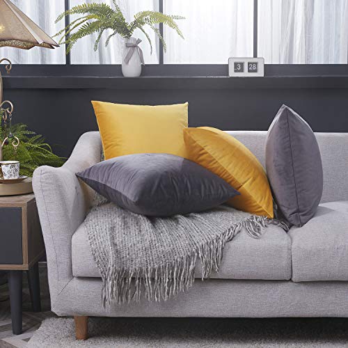 JUSPURBET Velvet Pillow Covers 16x16 Inches,Pack of 2 Throw Pillow Covers for Sofa Couch Bed,Decorative Super Soft Throw Pillow Cases,Gold - Thumbnail 4
