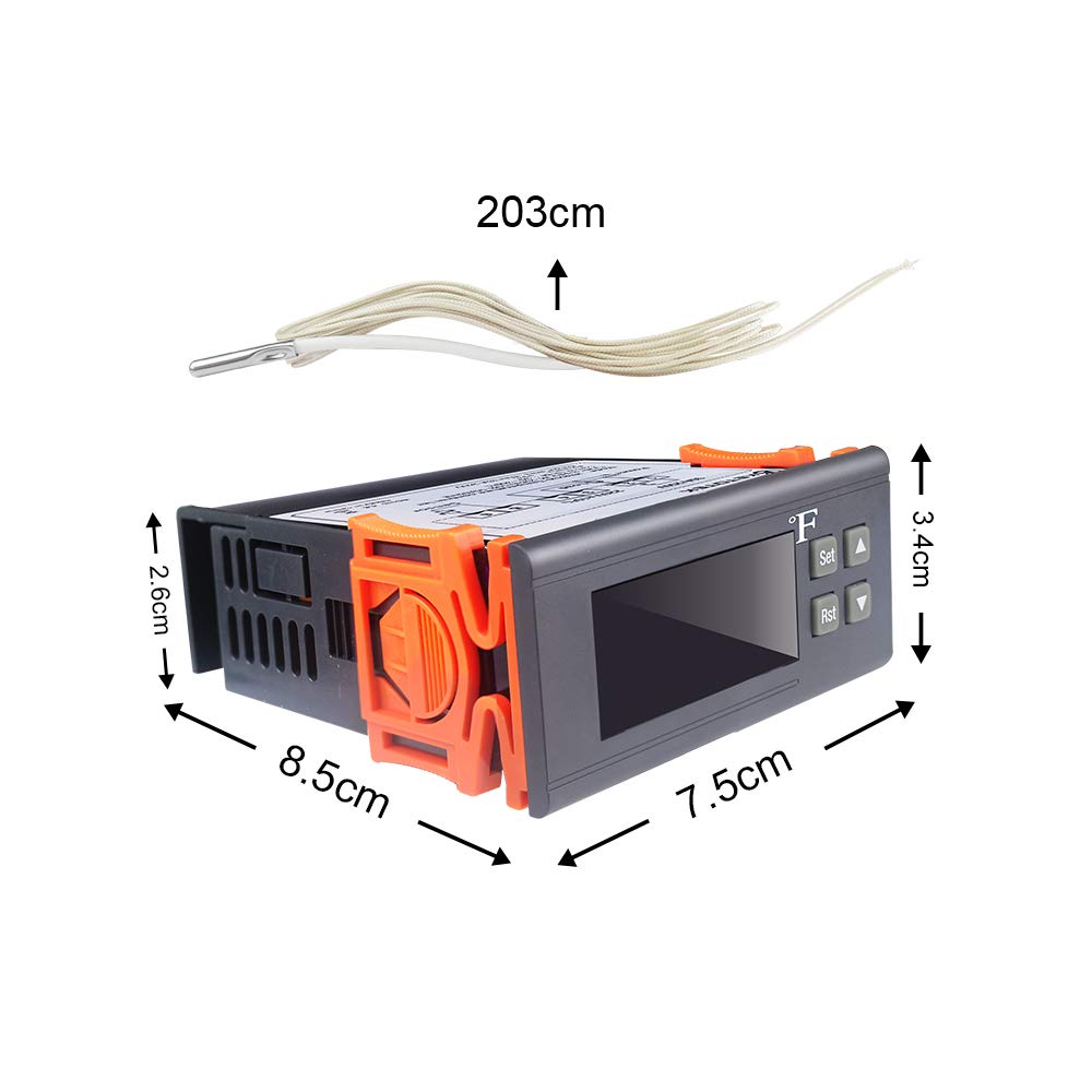 KT8230 Digital Thermostat 120VAC 30A Fahrenheit Temperature Controller Regulator -22~572℉ Heating Cooling for Incubator Brooder Refrigerator Fermenter Greenhouse: Industrial & Scientific