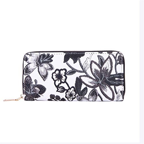 Yosohbag Women's Wallet Casual PU Floral Printing Card Holder Billfold Purse Wallet Handbag Black