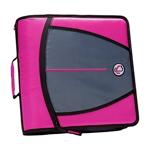 Case-it mighty zip tab 3-inch zipper binder, magenta, d…