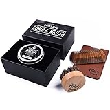 Beard Comb and Brush Set for Men - Wooden Beard Comb Sandalwood Beard Comb - Natural Horse Hair Bristle Brush - Perfect for Beard Balms & Oils – Soften and Condition Itchy Beards - 2 Year Warranty