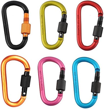 ShineIn Aluminum Carabiner Screw Lock D-ring Keychain Spring Clip Hook for Home,Traveling,Outdoor Sport,Camping,Hiking,Fishing Pack of 12