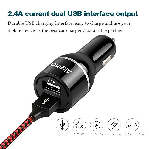 iPhone Car Charger Cables,15.5W 3.1A Rapid Dual Port USB Emergency Escape Hammer Car Charger Adapter+3FT iPhone Cable Compatible iPhone 5S/5,6/6S/6 Plus/6S Plus,8/7/7 Plus (BlackRed)