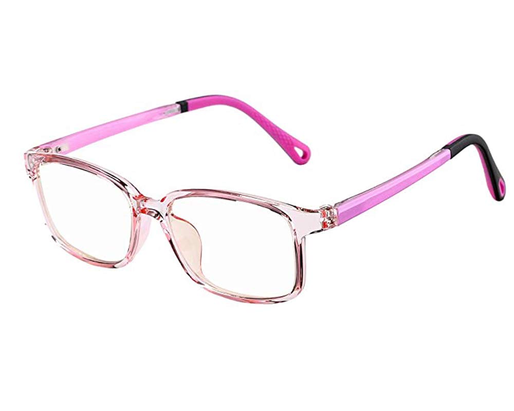 FOURCHEN Anti Blue Light Glasses for Kids Computer Glasses,UV Protection Anti Glare Eyeglasses Computer Glasses Video Gaming Glasses for Children (Clear Pink)