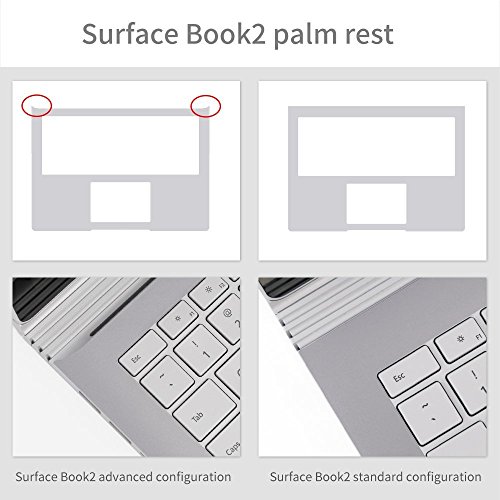 Premium Full Body Skin Sticker Decal Protector,Decorative Protector for Microsoft Surface Book 2 13 Inch (i7 CPU Configuration Version)-Silver - Thumbnail 2