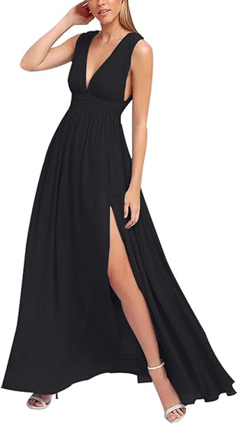 deep v bridesmaid dress