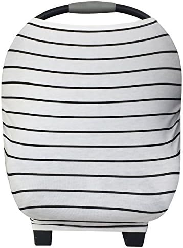 Baby Car Seat Cover Canopy and Nursing Cover Multi-Use 5 in 1 "City Lines" Black & White Gift by Stormbaby