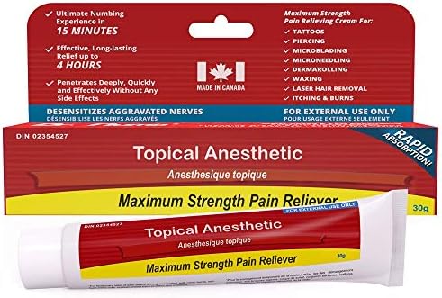 Topical Anesthetic Numbing Cream | Maximum Strength Pain Relief Cream for Tattoo, Piercing, Skin tag removal, Waxing, Microblading, Microneedling, Dermarolling, Hair removal, Wart removal (1 Tube)