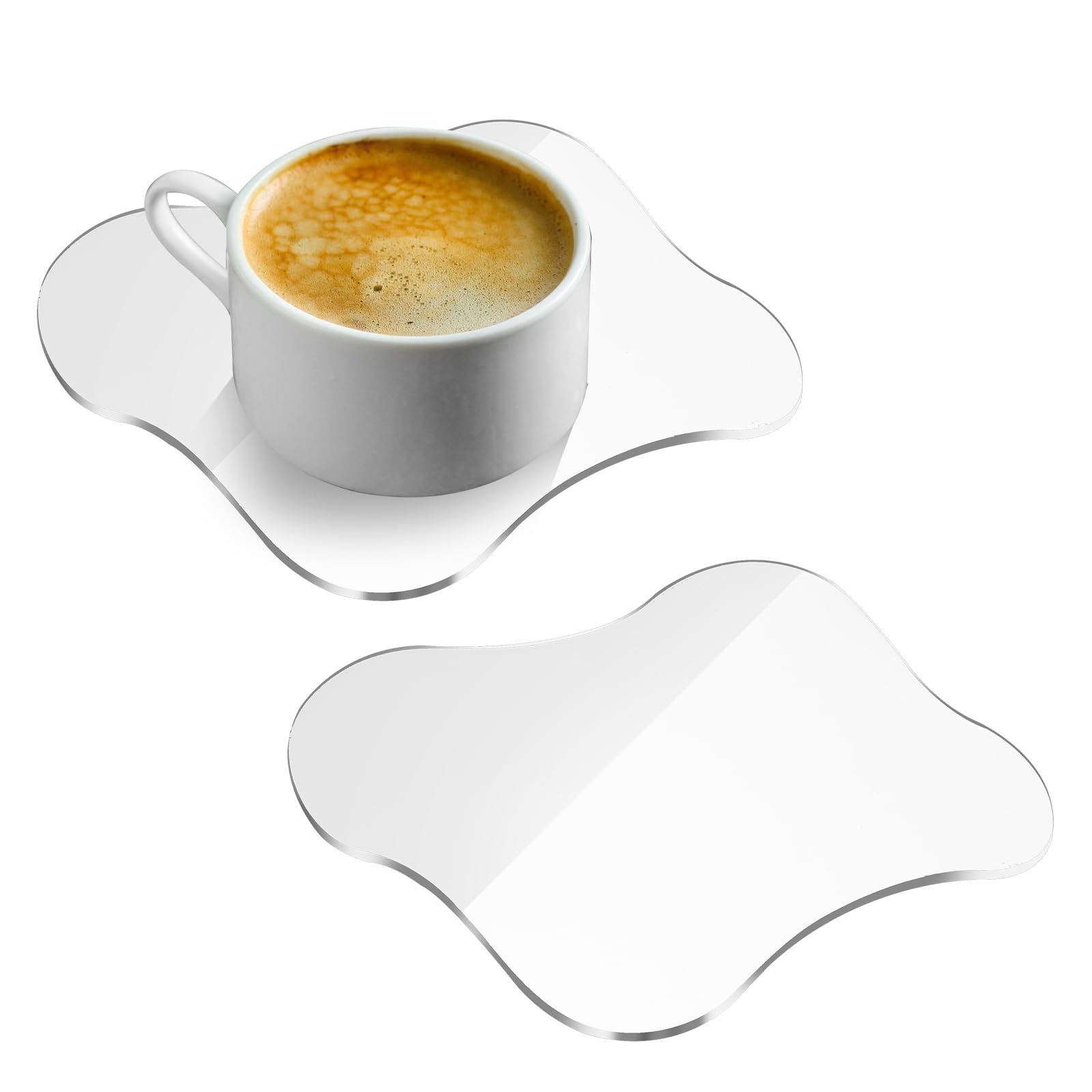 2 Pack Acrylic Coaster Clear Desk Coaster Aesthetic Coasters Drink Cup Coasters Irregular Coffee Table Coasters Cloud Shape Desk Decoration for Home Kitchen Office Bar Dining Table