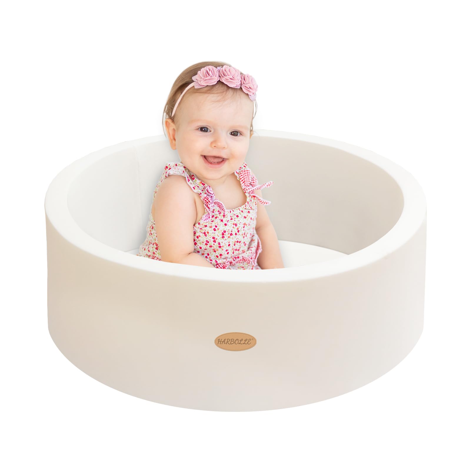 Photo 1 of HARBOLLE Baby Ball Pit 27.6" Soft Round Memory Foam Ball Pits NOT Included Balls Indoor Outdoor Playpen for Babies Toddlers Kids Great Gift for Girls Boys, White