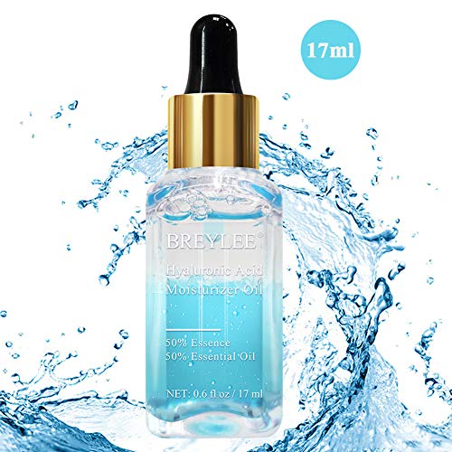 Hyaluronic Acid Moisturizer Oil, BREYLEE Moisturizing Face Oil Hydrating Face Serum Organic Facial Serum With Vitamin E and Vitamin B5 for Skin Care and Hair Care (17ml, 0.6fl Oz)