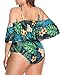 Wavely Women Swimwear Two Piece Ruffled Green 1 18 Plus