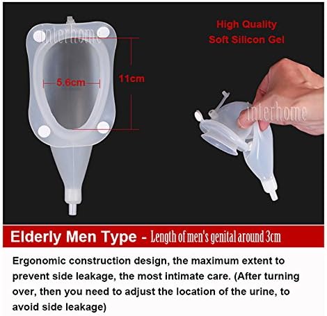 Hypo-allergenic Silicone Adults Urinal with Urine Catheter Bags Man Woman Elder Men Toilet Pee Loo for Bedridden Person Urinate (Older Male)