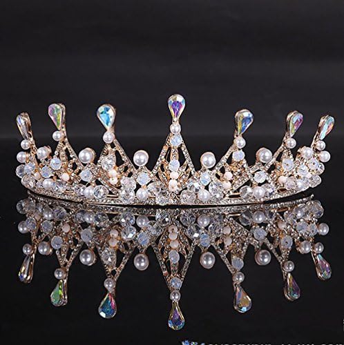 Luxury Colorful Pearls Crowns Women Hair Jewelry Party Pageant Quinceanera Tiaras Headpieces For Bride Bridal Accessories