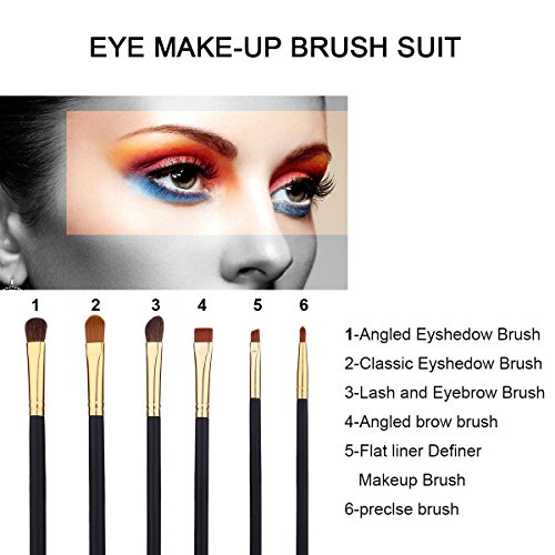 Makeup Brushes EMOCCI Professional Make Up Brush Premium Synthetic Brithles for Face Powder Blush Foundation Blending Eyeshadow Concealer Cosmetic Brush Set Kits(16pcs Gold Black) - Thumbnail 3