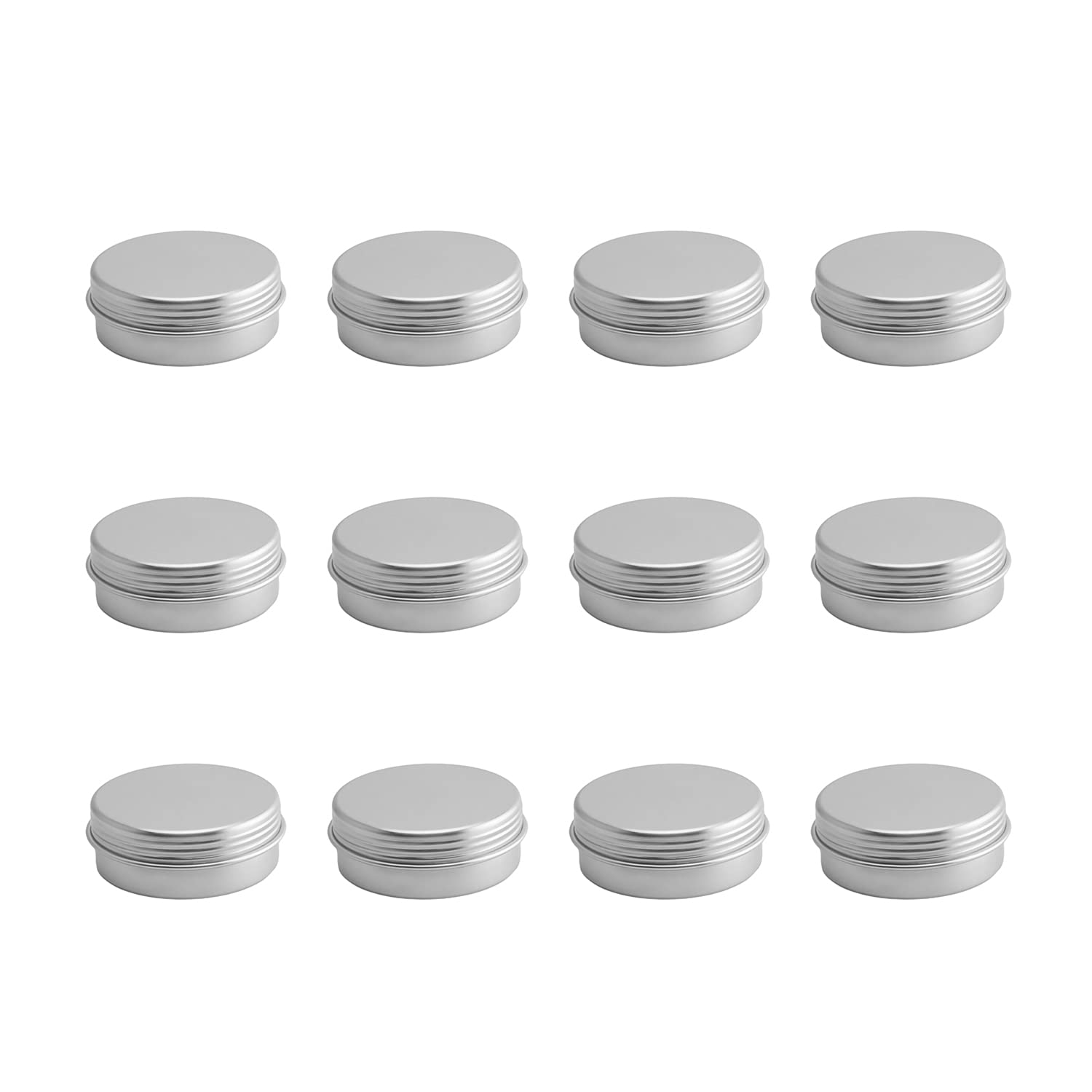 Othmro 12pcs Aluminium Tin Jars, 1.7oz Small Containers Tins with Screw Lids, Empty Can Travel Tins for Candles, Cosmetic, Soap Silver (50ml/1.7oz)
