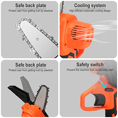 Mini Chainsaw Cordless 4Inch, Electric Chain Saws Kit with 2