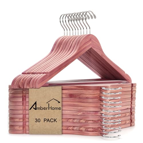 Amber Home 30 Pack Natural Red Cedar Wooden Suit Coat Hangers for