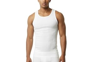 Pure Look Men’s 3-Pack 100% Cotton Ribbed Sleeveless A-Shirt Tank Top Undershirt