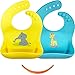 Silicone Bib Set, 2 Baby Bibs with Travel Strap, Easy Clean Drool Bibs, Silicone Baby Bib with Food Catcher, Teething Toddler Bibs, Waterproof Baby Bibs for Boys Or Girls, Silicone Bibs for Feeding