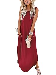 ANRABESS Women Summer Tank Dresses Crew Neck