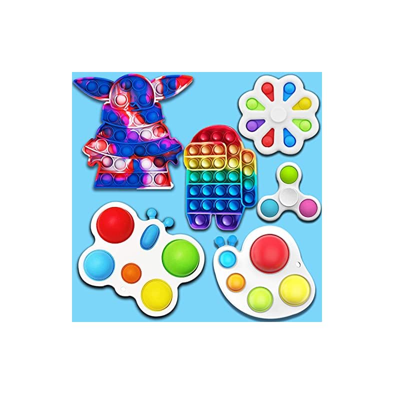 Simple Dimple Sensory Fidget Toys Set, Simple Dimple Pack Push Bubble Dimple Toy Silicone Fidget Toy Cheap Fidget Pack…