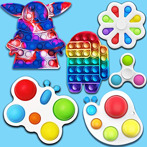Simple Dimple Sensory Fidget Toys Set, Simple Dimple Pack Push Bubble Dimple Toy Silicone Fidget Toy Cheap Fidget Pack…