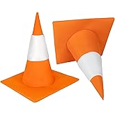 ZIZWO Orange and White Traffic Cone Hat, Funny Halloween Traffic Costume Accessories for Adult Cosplay