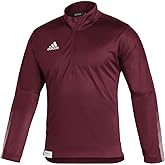 adidas Mens Long Sleeve 1/4 Zip Knit Fleece Pullover Sweatshirt, Team Collegiate Burgundy/White