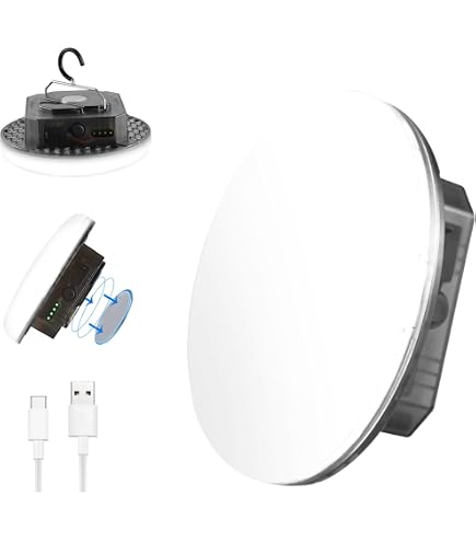 2-Pack 3000LM Rechargeable Camping Lights - 10000mAh Battery, 6500K White, 24H Runtime
