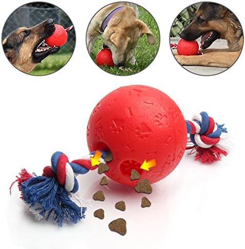 ShangjingMeixie Dog Chew toys IQ Treat Red Ball Interactive Food Ropes For Dogs