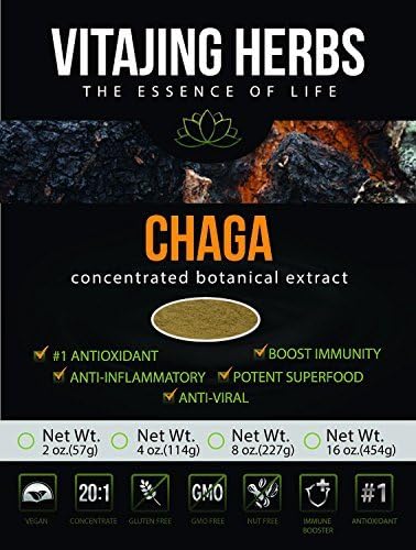 Chaga Mushroom Extract Powder (2oz-57gm) | 20:1 Concentration by VitaJing