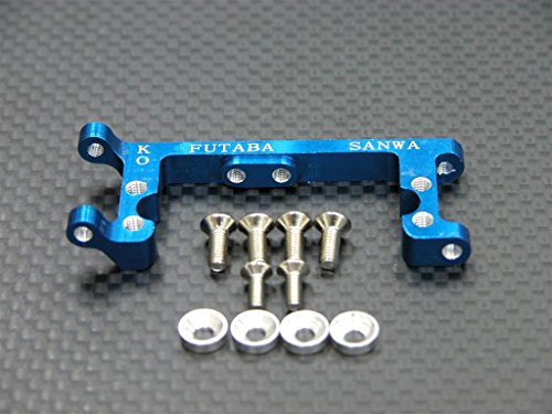 Kyosho Mini Inferno Upgrade Parts Aluminum Servo Mount With Screws & Shims (For Kopropo, Futaba, Sanwa) - 1Pc Set Blue