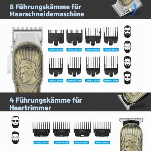 HIENA PRO Professional Hair Clipper for Men, Cordless Hair Clipper for Hairdressers Trimmer LED Haircut Kit with Foil Shaver Nose Trimmer