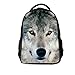 Skymoon Unisex 3D Print Wolf Animal School Bag Student Backpacks
