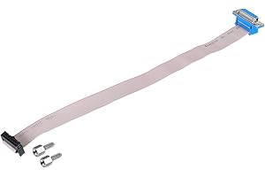 MECCANIXITY 16Pin Flat Ribbon Cable Grey DB15 Female to FC-16P 2.54mm Pitch 30cm Length DB Serial Port Cable for Computer, LE