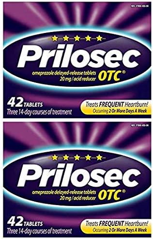 Amazon Com Prilosec Otc Omeprazole Heartburn Medicine And Acid prilosec otc omeprazole heartburn medicine and acid reducer tablets proton pump inhibitor 2 pack 84 count