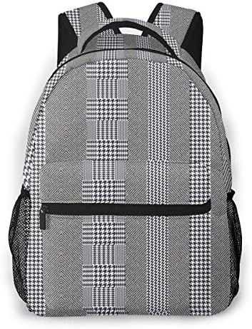 Elegant English Stripped Tweed Print Lightweight Backpacks Casual School Bags Daypacks For Kis Adult